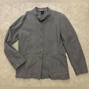 Women’s Large Eileen Fisher Linen Blend Mandarin Collar Button Front Top
